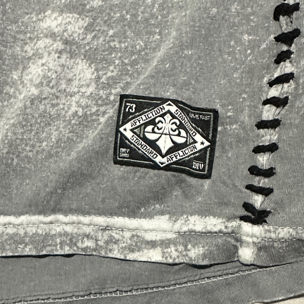 Affliction Gray T-Shirt with Patch and Stitch Detail - Picture 2 of 7